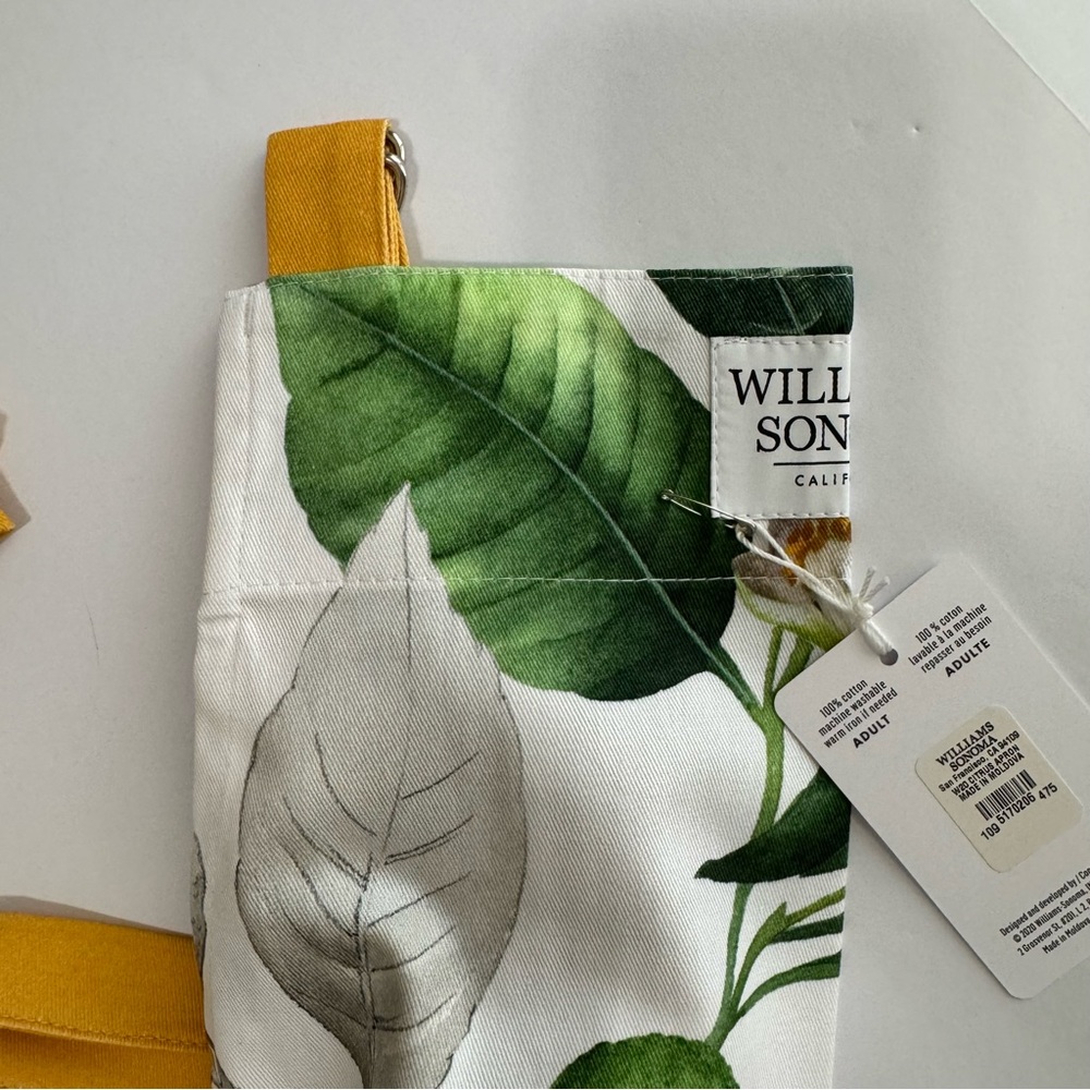 Williams Sonoma Citrus Apron NWT Cotton D-Ring Neck Pockets - Picture 14 of 14